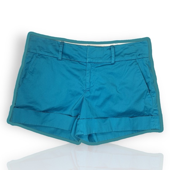 Club Monaco Turquoise Blue Rolled Cuff Chino Shorts Size 4 - Picture 1 of 9
